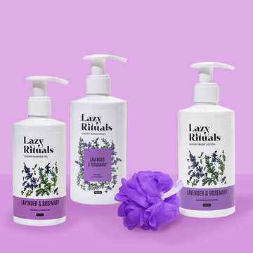 Lavender & Rosemary Shower Gel + Body Lotion + Hand Wash + Free Loofah