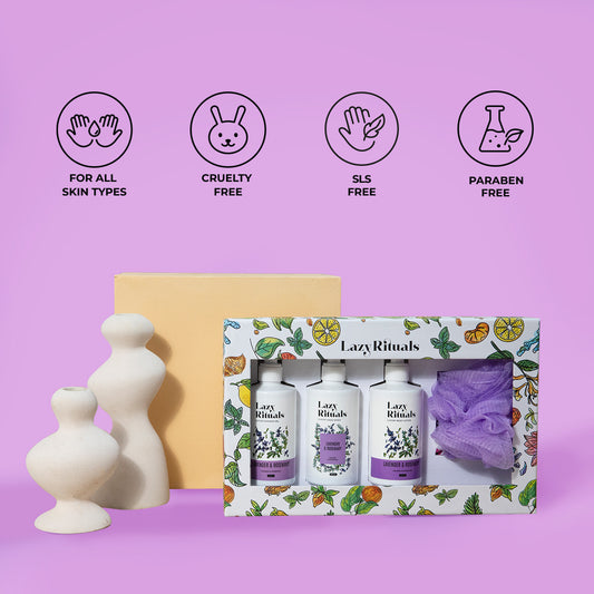 Lavender & Rosemary Shower Gel + Body Lotion + Hand Wash + Free Loofah